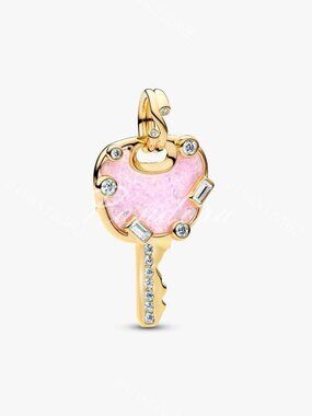 Opalescent Pink Love Key Large Dangle Charm